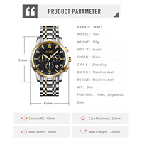Montre à quartz pour homme SKMEI 1904, chronographe, affichage de la date, bracelet en acier inoxydable bicolore, étanche 30 m, montre analogique de style professionnel