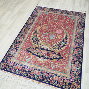 Alfombra Persa Roja de Seda Natural de 116x168cm, Estilo Qum, Dubai, Turco, Careers <span class=keywords><strong>London</strong></span> - Product Image 2