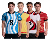 TF196 Internationale Fußball-Saison Argentinien Herren Fan-Fußballtrikots Kurzarm Bedruckt 100% Polyester Schnelltrocknend Atmungsaktiv