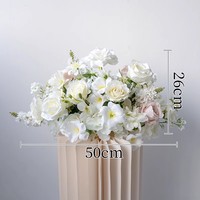 Décoration de scène de mariage DIY de luxe, centre d'événement, arrangement de roses blanches 3D, fleurs artificielles en soie, toile de fond Yeddu
