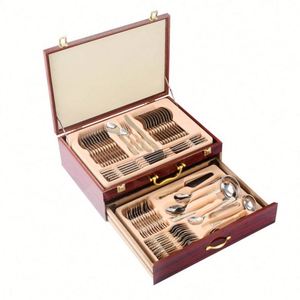 High Quality Eco-friendly Stainless Steel 410 72/24 Pieces Contemporary Flatware <b>Set</b> Customized Logo Gift Box for Business Gifts - Product Image 4