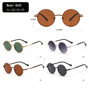 <b>Round</b> <b>Sunglasses</b> Full Rim Gold <b>Frame</b> Green Lenses UV400 Protection Unisex Adult Casual Retro Style - Product Image 3
