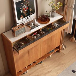 Mueble zapatero moderno minimalista de madera maciza, ahorrador de espacio, para la entrada, ideal para apartamentos pequeños. - Product Image 1