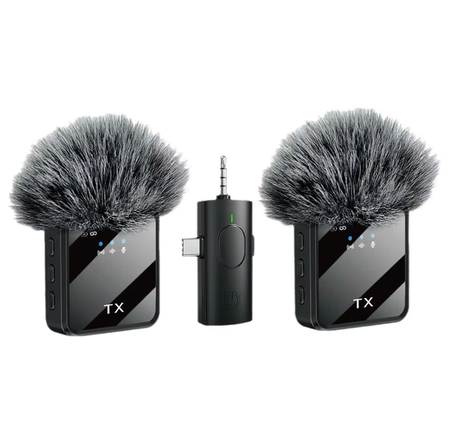 High Quality Portable 3 1 HandsFree Wireless Lavaliere Microphone Omni-directional Noise Cancelling 2.4G IOS Mobile Phone