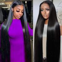 Wig Rambut Asli Manusia 40 Inch Pre Pluck 13x4 13*6 hd Lace Front, Wig Rambut Asli Manusia untuk Wanita Kulit Hitam, Vendor Wig Lace Frontal hd Brasil