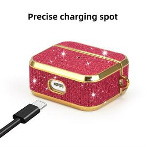 Estuche Protector para Auriculares <span class=keywords><strong>Air</strong></span> <span class=keywords><strong>Pods</strong></span> de Lujo con Brillantina y Correa de Cuero para <span class=keywords><strong>Apple</strong></span> AirPods Pro - Product Image 2