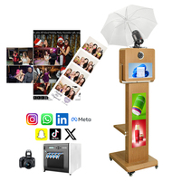 Photomaton en bois avec écran tactile 15,6'' et écran LCD 29'', PC intégré, pour selfies, avec flight case