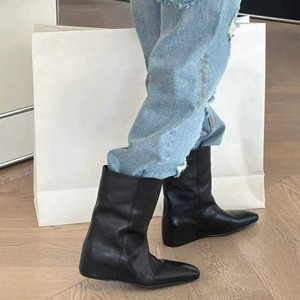 Nouvelles Bottes Mi-Mollet Rétro Britanniques à Bout Carré Rehaussantes pour Femmes 2026 – Bottes Slim Polyvalentes - Product Image 3