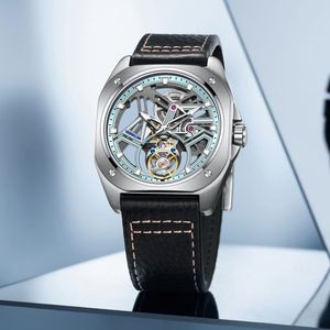Montre squelette tourbillon de luxe pour homme, verre saphir, acier 316L, aiguilles lumineuses, étanche, mécanique - Product Image 4