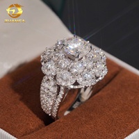 Vente en gros de bagues en argent sterling 925 avec moissanite, style halo, bijoux de mariage en vrac pour les bijouteries