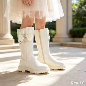 Botas Altas <span class=keywords><strong>de</strong></span> Moda al por Mayor <span class=keywords><strong>para</strong></span> Niñas, Estilo Princesa con Lazo, <span class=keywords><strong>para</strong></span> Primavera y Otoño, Botas Largas Casuales <span class=keywords><strong>para</strong></span> <span class=keywords><strong>Adolescentes</strong></span> - Product Image 1