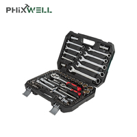 Phixwell – Coffret d'outils professionnels pour voiture, 82 pièces, avec clés et douilles