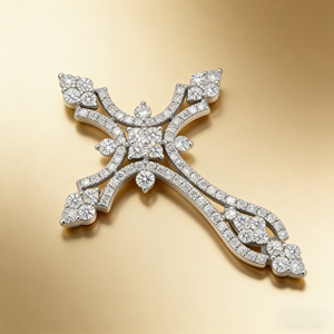 CUSTOM SILVER 10K/14K/18K GOLD PLATED LAB GROWN CVD DIAMOND CLASSIC ENGAGEMENT GIFT SWEATER <b>CHAIN</b> NECKLACE <b>CROSS</b> PENDANT - Product Image 4