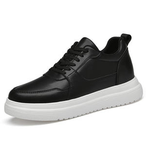 Men's Casual <b>Sneakers</b> with 8CM Height Increase Two-Layer <b>Leather</b> Board Shoes for Students Mesh Lining for Spring - Product Image 4