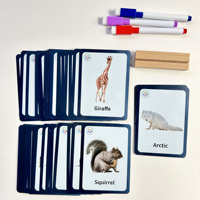 Cartes mémoire personnalisées pour enfants Cartes cognitives animaux étanches Cartes flash éducatives en plastique pour lecture de mots d'enfants