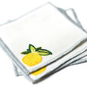 Custom Size French Pure Organic Flax Fabric Embroidered Pattern Linen Cocktail Napkin Wine <b>Mat</b> for Hotel <b>Bar</b> Wholesale - Product Image 1