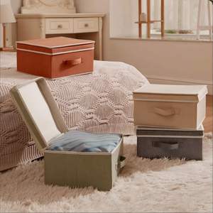 Fabric Baskets for Shelves Organising Clothes Wardrobe Storage <b>Boxes</b> with Lid - Product Image 5