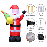 Père Noël gonflable de 6 pieds avec sapin de Noël et cadeau, décoration de jardin avec éclairage LED