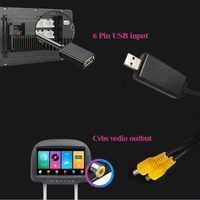 Adaptador de salida de video USB a Cvbs a cable de interfaz RCA Entrada USB Salida de video de 2 puertos a accesorios de radio de automóvil