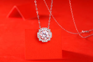 Diamante de moissanita de 1 quilate S925 chapado en oro de 18K, colgante de boda de <span class=keywords><strong>Halo</strong></span> antiguo Noble, joyería de destino - Product Image 5