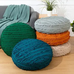 Custom Decorative Chair Cushion Throw Pillow Stuffed Pouf Round Cotton Bohemian Floor Pillow With Tassel