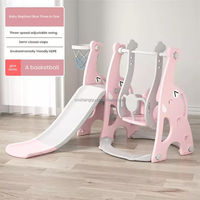 Ensemble de toboggan et balançoire 3 en 1 pour tout-petits avec panier de basket bleu, aire de jeux intérieure en plastique pour enfants, activité à domicile