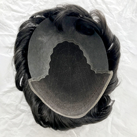 Vente en gros 100% cheveux humains indiens 1B ligne de cheveux naturelle système de remplacement noir HD Q6 Base dentelle frontale homme perruques cheveux toupet pour hommes