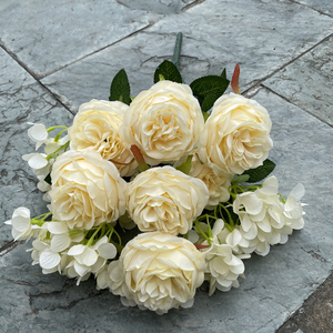 Décorations de fleurs pour mariage M539, bouquet de roses rouges, d'hortensia, pivoines en soie, bouquet de roses pour le <span class=keywords><strong>jardin</strong></span>, en vrac - Product Image 2
