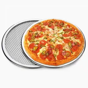 Bandeja perfurada para cozinha 2023, tela de liga de alumínio para pizza