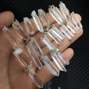 Piedras curativas de cristal natural Tiras de cristal de cuarzo transparente crudo Colgante Collar para joyería - Product Image 6