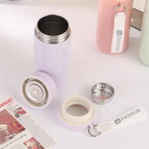 316 Stainless Steel Thermos Cup With Carrying Rope One Touch Lid Portable Travel Water Bottle For Tea And Water Separation - Product Image 2