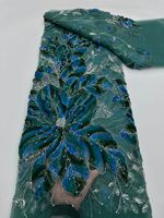 NI.AI Nouveau style Tissu en dentelle à sequins, Tissu en dentelle perlée, Tissu en dentelle à sequins et perles, Tissu brodé floral