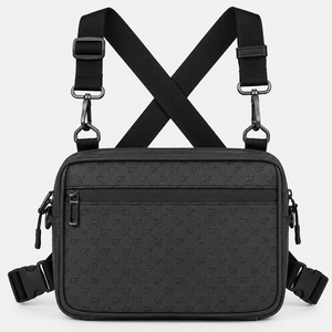 Men Crossbody <b>Backpack</b> Casual Messenger Bag PU Leather Shoulder Bag Multi Pocket Daily Travel Bag with Adjustable Strap OEM ODM - Product Image 3