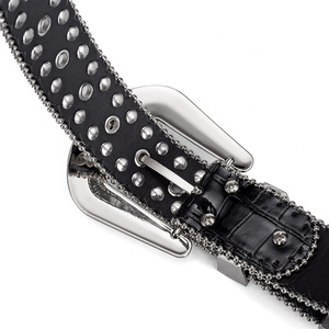 <span class=keywords><strong>Ceinture</strong></span> de <span class=keywords><strong>cowboy</strong></span> de luxe personnalisée avec strass et boucle en alliage pour hommes et femmes en <span class=keywords><strong>cuir</strong></span> - Product Image 4