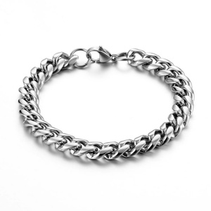 High Polished Hiphop Silver Jewelry Stainless Steel Bracelet Cuban Link Chain for <b>Men</b> - Product Image 3