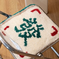 Nouveau tapis de salle de bain en velours floqué rouge style Mahjong chinois, absorbant l'eau, antidérapant, résistant à la saleté