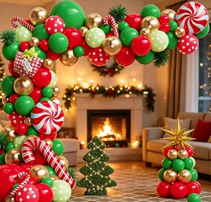 Best Sell Classic Red Green Festive Xmas Latex Foil <b>Balloon</b> <b>Arch</b> Set Candy Cane Party Backdrop Ornaments - Product Image 2