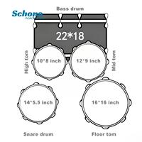 Gradient Color Large Hanging Extended Bass Drum Set, Wholesale Manufacturer 5-Drum 2/3/4 Cymbals, Maple PVC Laminated Percussion