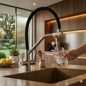 Grifo de Cocina Extraíble <span class=keywords><strong>Aida</strong></span> SUS304 con Doble Manija, Grifo para Fregadero de Agua RO con Modos de Chorro y Rociado - Product Image 1