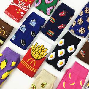 Chaussettes fantaisie en coton pour femmes et hommes, motifs fruits, bananes, avocats, biscuits, donuts, aliments, chaussettes de mode amusantes et bon marché - Product Image 1