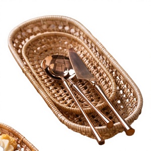 Ins Style Eco-Friendly Multifunction Natural Rattan Bamboo Cotton Hand-Woven <b>Storage</b> Box Tray for Food - Product Image 3
