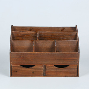 Solid Wood Desktop Organizer With Dividers And <b>Drawers</b> For Office Storage Rectangle Shape JLD2183 - Product Image 4