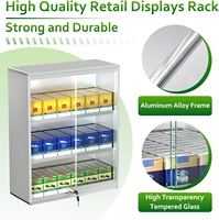 Présentoir mural antivol en alliage d'aluminium Xinanda pour cigarettes, 3 niveaux, à poussée automatique rapide, pour supermarché