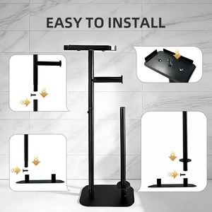 Portarrollos de papel higiénico móvil sin pared con bandeja para teléfono y soporte para rollo de pañuelos para baño - Product Image 5