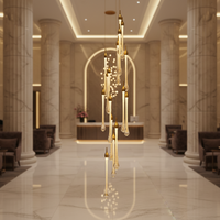 Lustre moderne de style français, luxe léger, bande de cristal blanc, LED, suspension en forme de goutte d'eau, éclairage pour projet, salle à manger
