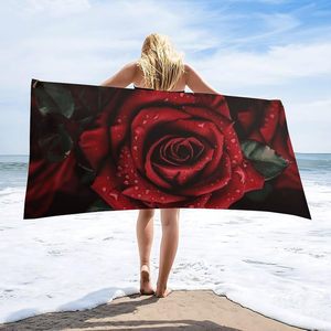 Hoa hồng đỏ in nhanh chóng khô sợi nhỏ Cát miễn phí, thấm, Trọng lượng nhẹ bãi biển khăn cho người lớn đi du lịch phòng tập thể dục - Product Image 3