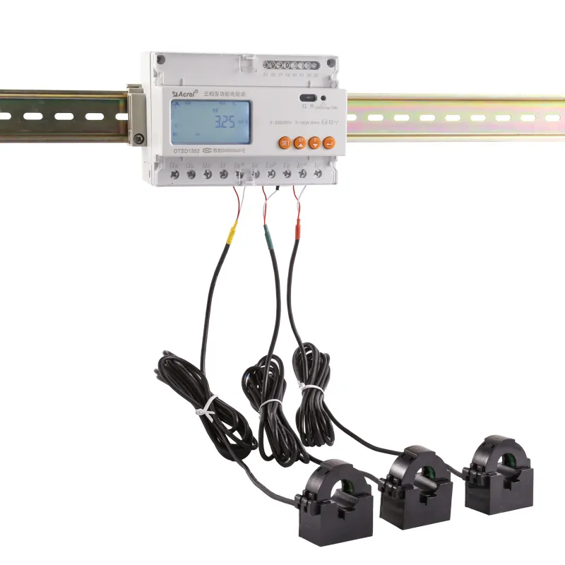 Misuratore di energia trifase su guida Din con RS485 e 3 tipo aperto CTs 100Amp per sistema di monitoraggio dell'energia solare DTSD1352-CT