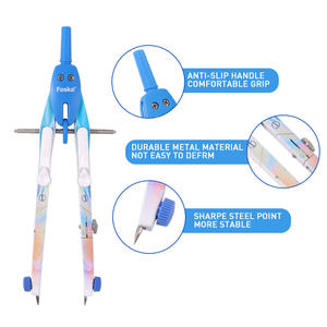 FOSKA 6 pièces outils de <span class=keywords><strong>dessin</strong></span> et d'architecture <span class=keywords><strong>boussole</strong></span> d'école en métal avec roue centrale pour la géométrie, la rédaction et la mesure des mathématiques - Product Image 3