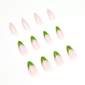 Frenchie Shattered Floral <span class=keywords><strong>Pastel</strong></span> Green candy pour le printemps/<span class=keywords><strong>été</strong></span> 24 pcs presse sur les ongles faux ongles ongles artificiels 1592 - Product Image 2