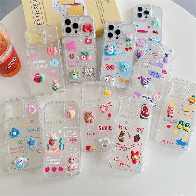 Shockproof Anti-Scratch Custom 2-in-1 Clear Acrylic Soft TPU 3D Cartoon DIY Toys Back Cover Mobile Phone Case for iPhone 16 Pro